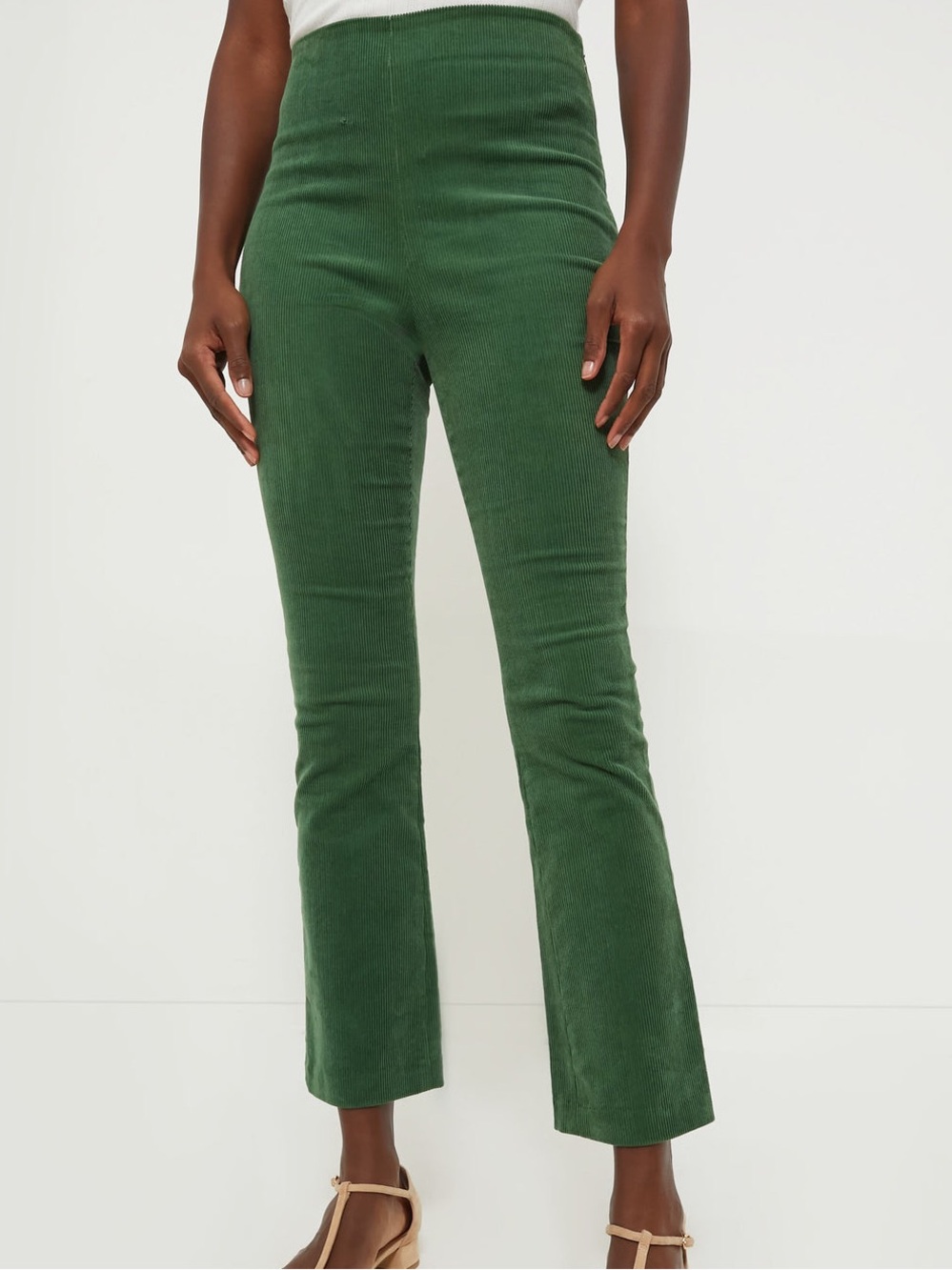 Tuckernuck Green Corduroy Ashford Pants High Rise Flare Size S